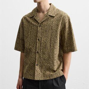 ZARA MEN'S EMBROIDERED JACQUARD SHIRT - LARGE - NWT